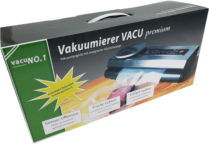 Vakuumierer für Lebensmittel VacuNo.1 - VACU Premium mit integrierter digitaler Küchenwaage – Vakuum