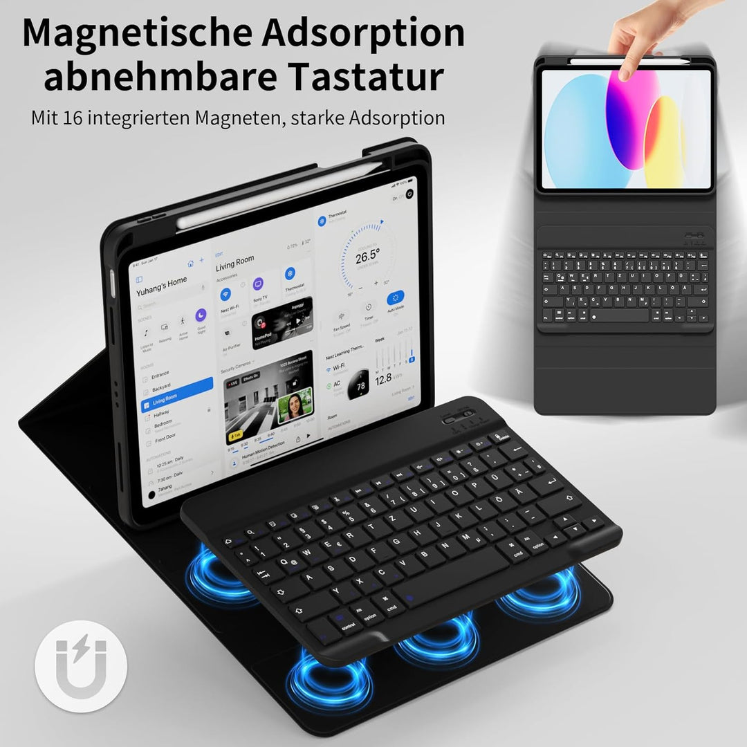 Hülle mit Tastatur für iPad 11. Generation (A16) 2025 11 Zoll, iPad 10. Generation 2022 10,9 Zoll, M
