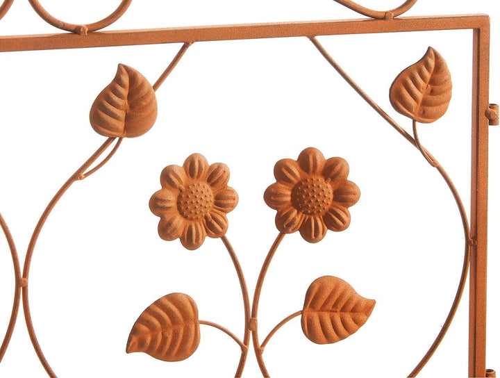Kobolo Gartenstecker Leaves Zaun Zaunfeld Rankhilfe - 2 Stück - Metall - Rostoptik Gr.2, Gr.2