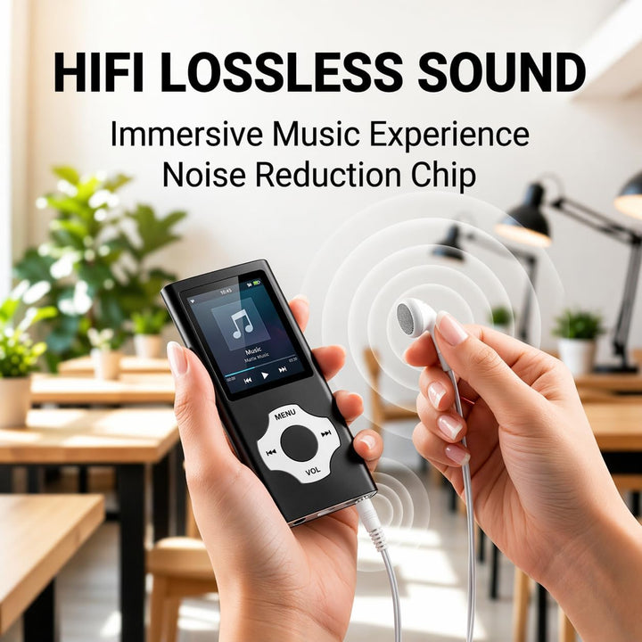 MP3 Player 32GB mit MicroSD Karte, Tragbarer MP4 Musik Player mit 1,8 Zoll Farbdisplay, HiFi Musikpl