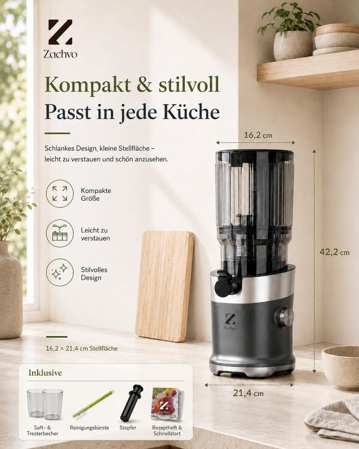 Entsafter, Slow Juicer mit 130mm Breite Fütterungsröhre für Ganze Gemüse und Obst Testsieger, 220W K