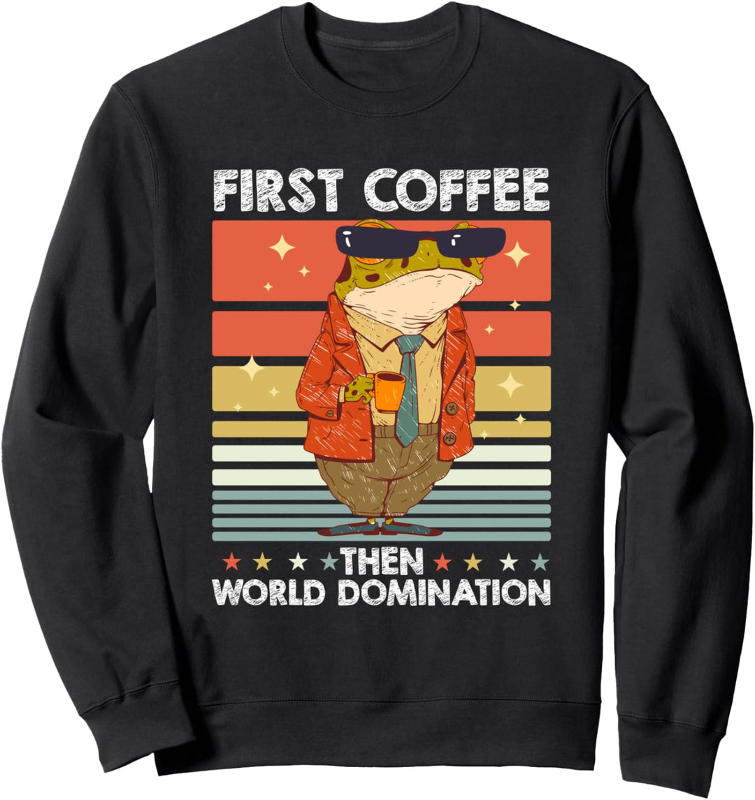 Retro Kröte Sonnenbrille Kaffee - Amphibie Vintage Frosch Sweatshirt