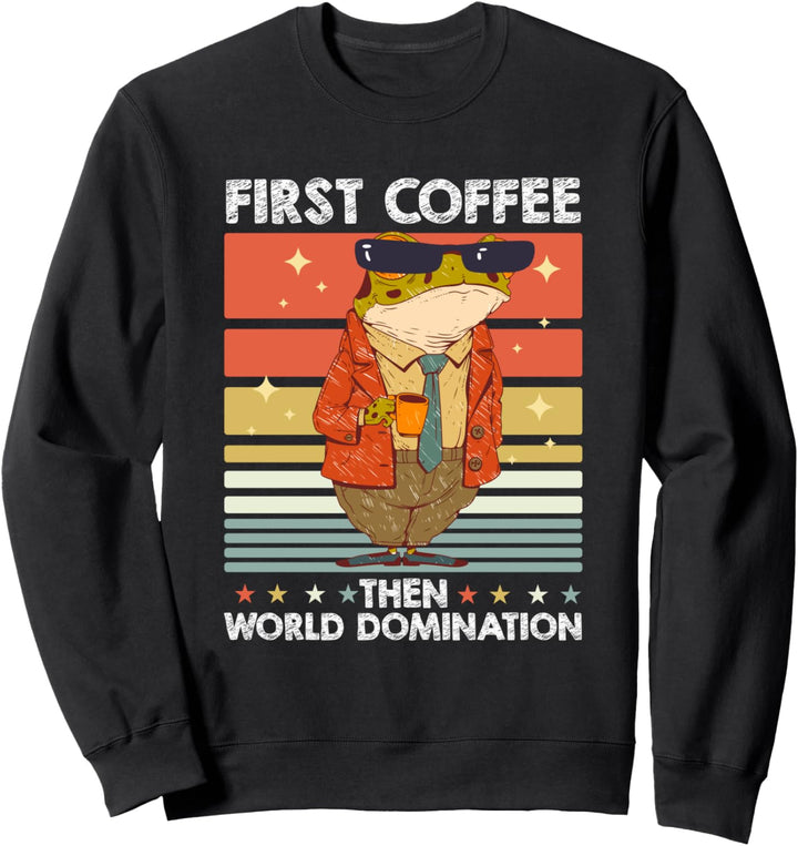 Retro Kröte Sonnenbrille Kaffee - Amphibie Vintage Frosch Sweatshirt
