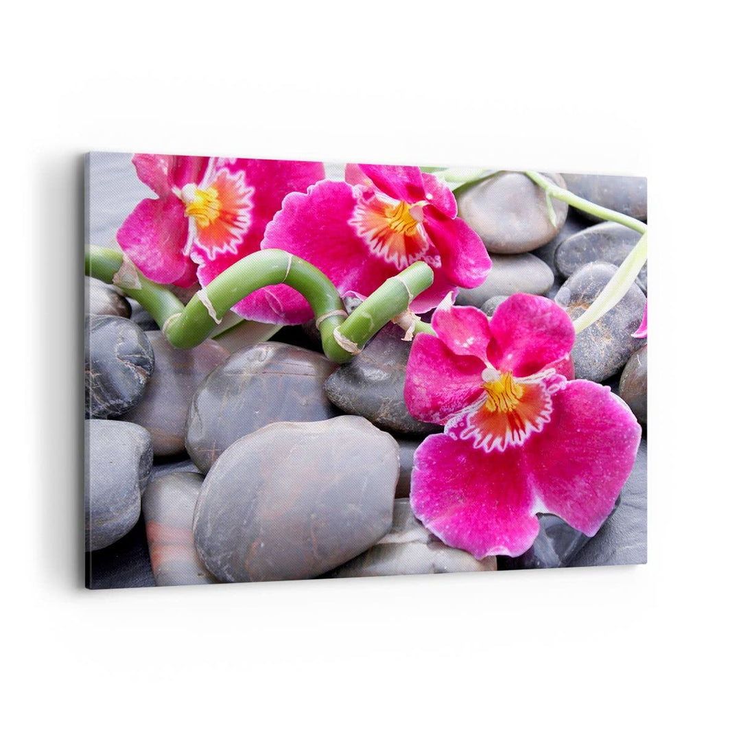 Bilder auf Leinwand 100x70cm Leinwandbild Asiatisch bambus orchidee steine Gross Wanddeko Bild Schla
