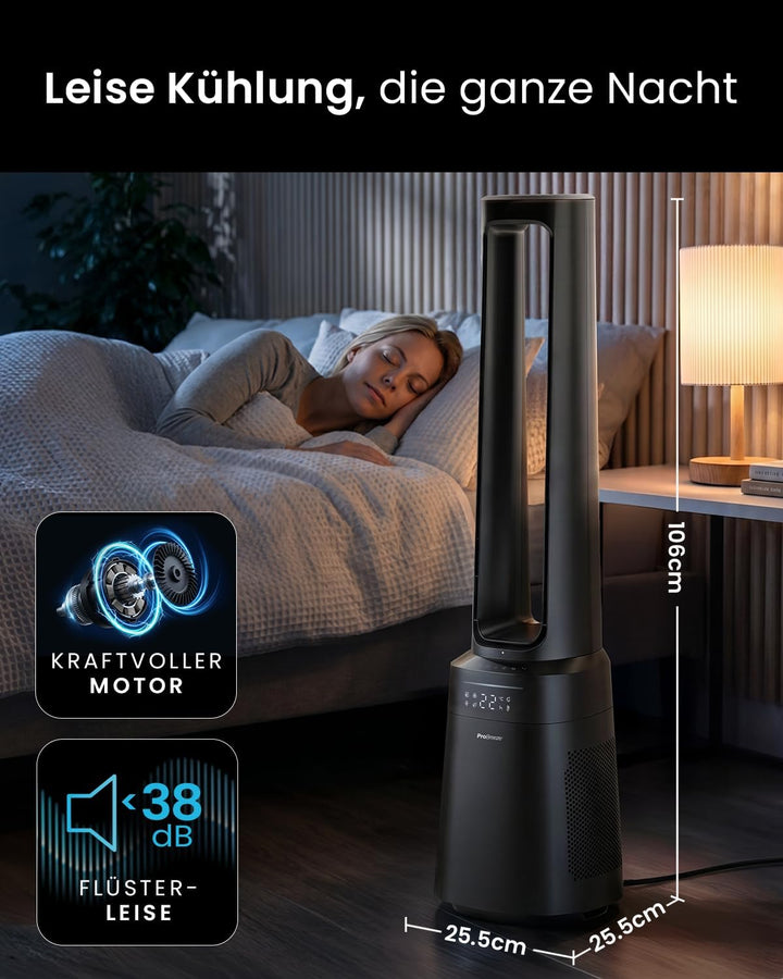 Pro Breeze OmniAir 105cm rotorloser Ventilator mit Luftreiniger - Ventilator oszillierend 75° - Fern