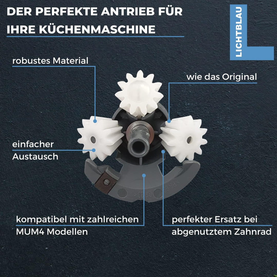 LICHTBLAU Antrieb 00177509 Bosch MUM4 mit Kegelrad Getriebe Ersatzteil | Ersatz Antrieb für Bosch Kü