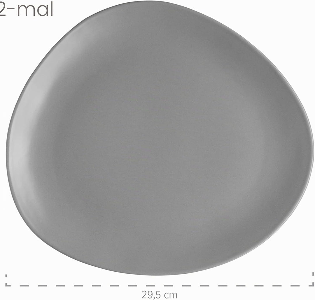 Mäser Tellerset, Keramik GLENDALE, 26 centimeters, Schwarz / Weiss / Grau Teller-Set Flach, Teller-S