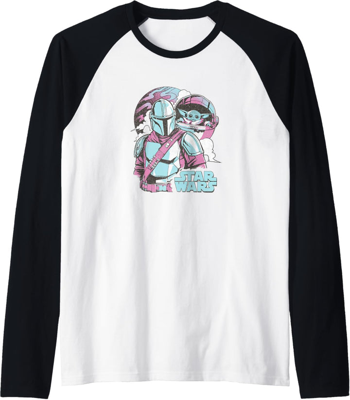 Star Wars Mandalorian & The Child Pastel Planet Logo Raglan