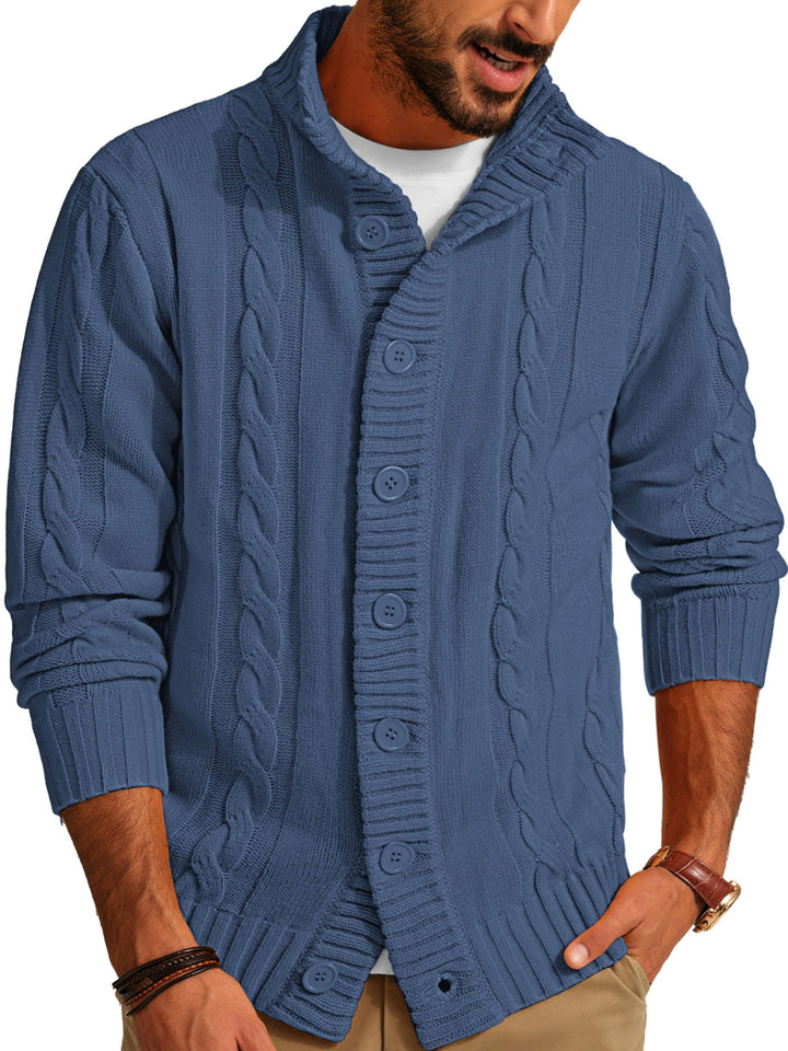 PJ PAUL JONES Herren Strickjacke mit Knopfverschluss Zopfmuster Strickjacke Cardigan mit Gerippter S