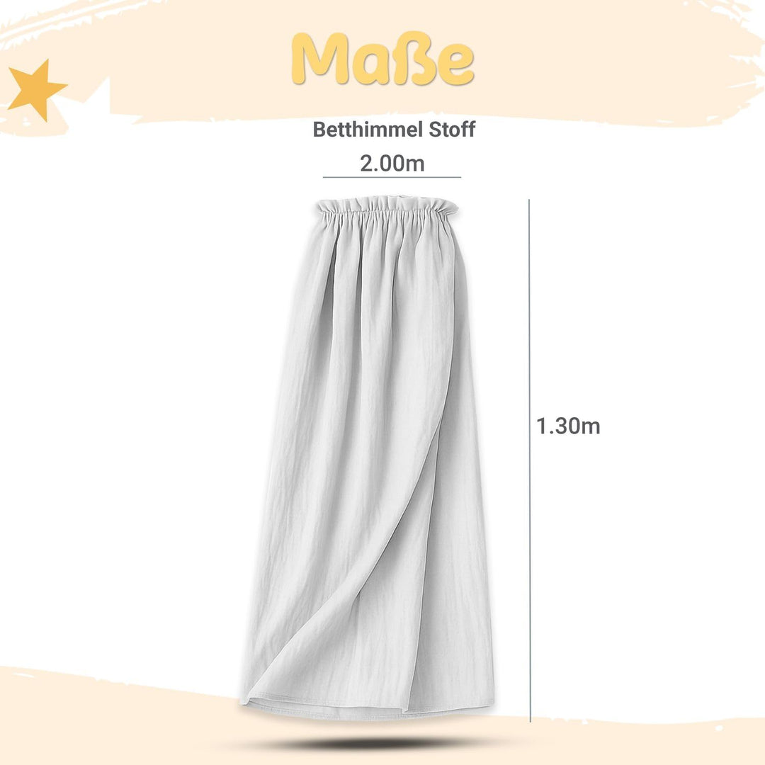 Betthimmel Babybett Stoff 130 cm – Weicher Musselin Baldachin ohne Ständer – Himmel Babybett &amp; Kinde