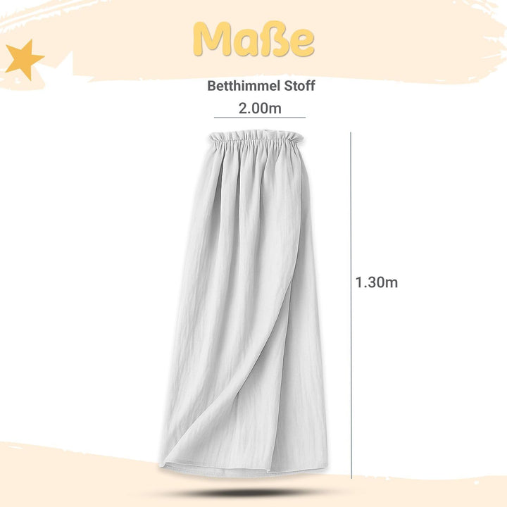 Betthimmel Babybett Stoff 130 cm – Weicher Musselin Baldachin ohne Ständer – Himmel Babybett &amp; Kinde