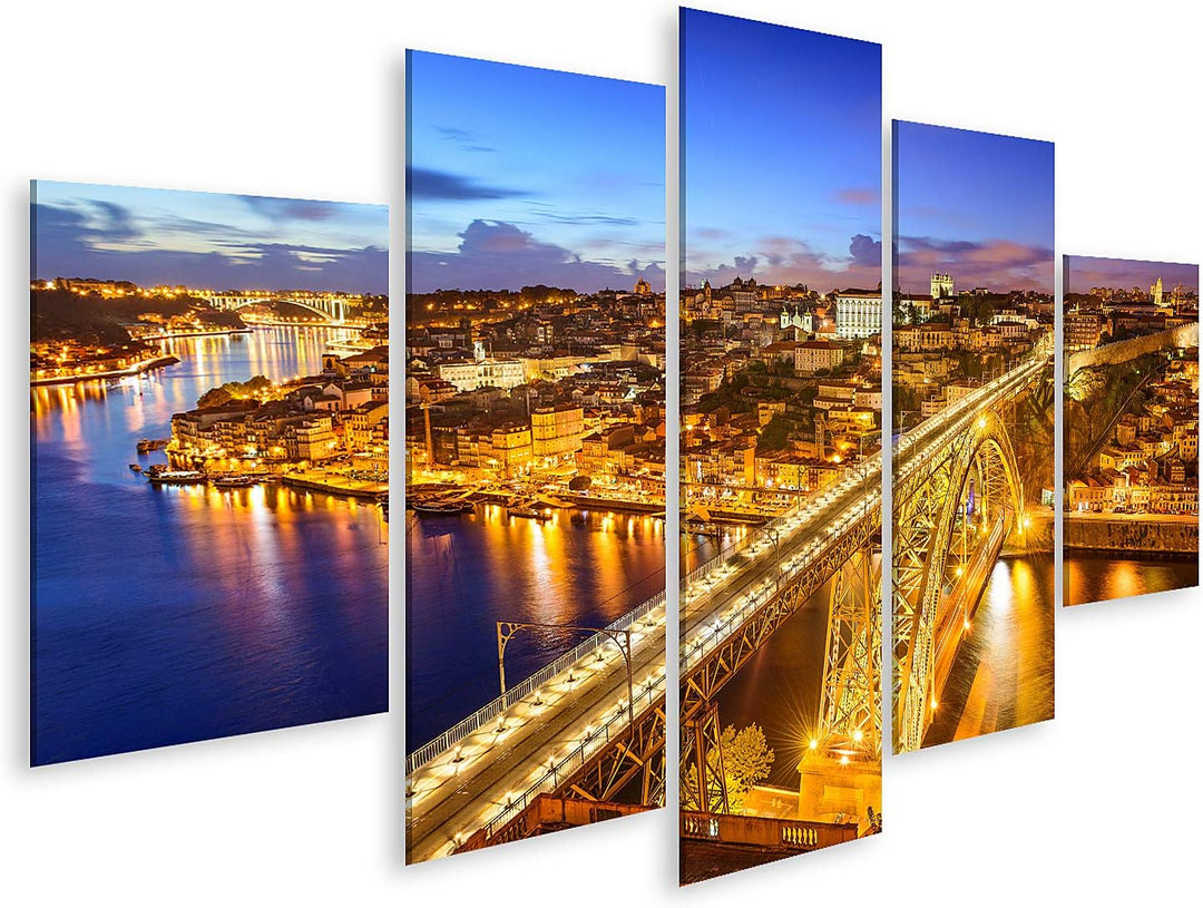 islandburner Bild auf Leinwand Porto Portugal Skyline Über Demfluss Douro Bilder Wandbilder Poster L