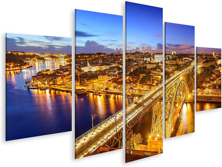 islandburner Bild auf Leinwand Porto Portugal Skyline Über Demfluss Douro Bilder Wandbilder Poster L