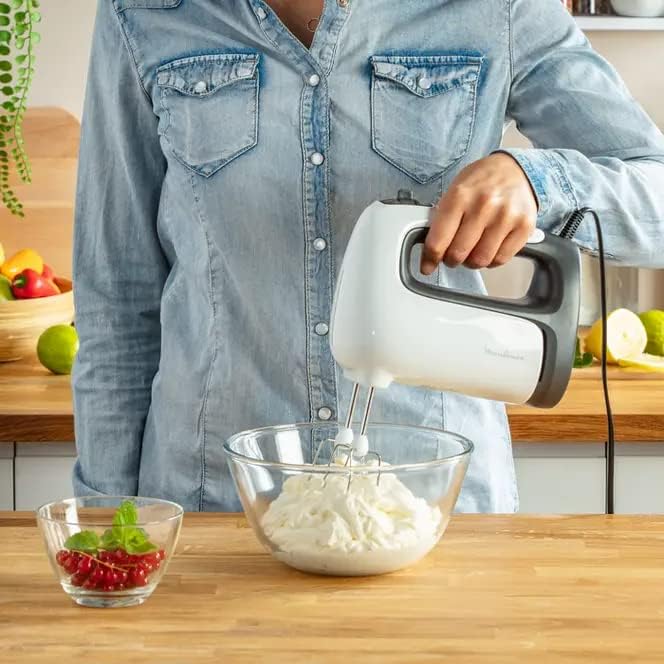 Moulinex HM462110 Prep'Mix Handmixer, Leistung 500 W, Schneebesen und Knethaken aus Edelstahl, 5 Ges