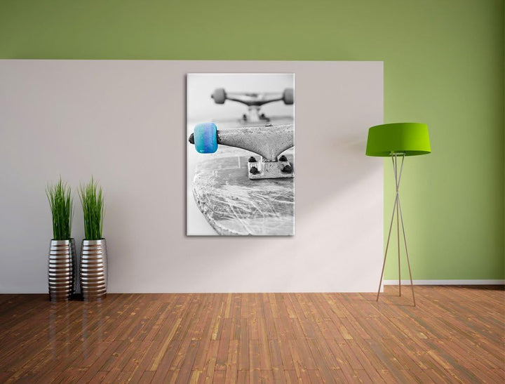 Skateboard schwarz weiss schwarz/weiss Format: 100x70 auf Leinwand, XXL riesige Bilder fertig gerahm