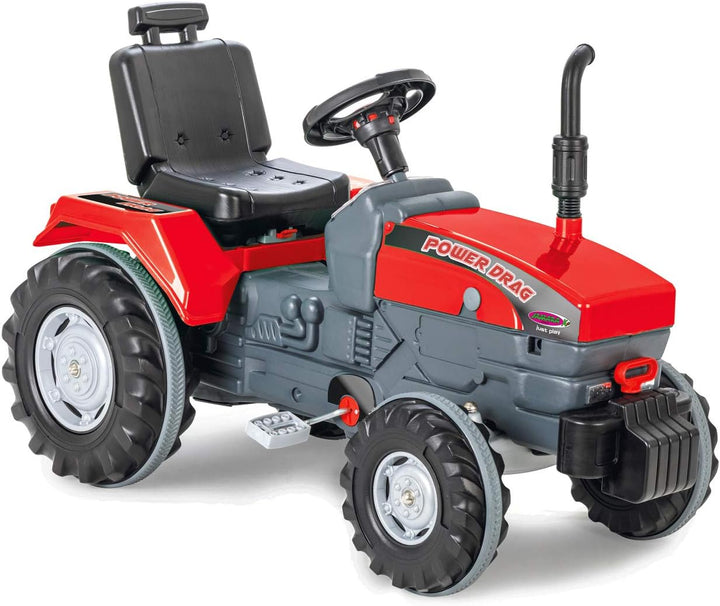 Trettraktor Power Drag - Kippschutz, Hupe, Verstellbarer Sitz Motorhaube aufklappbar, Anhängerkupplu