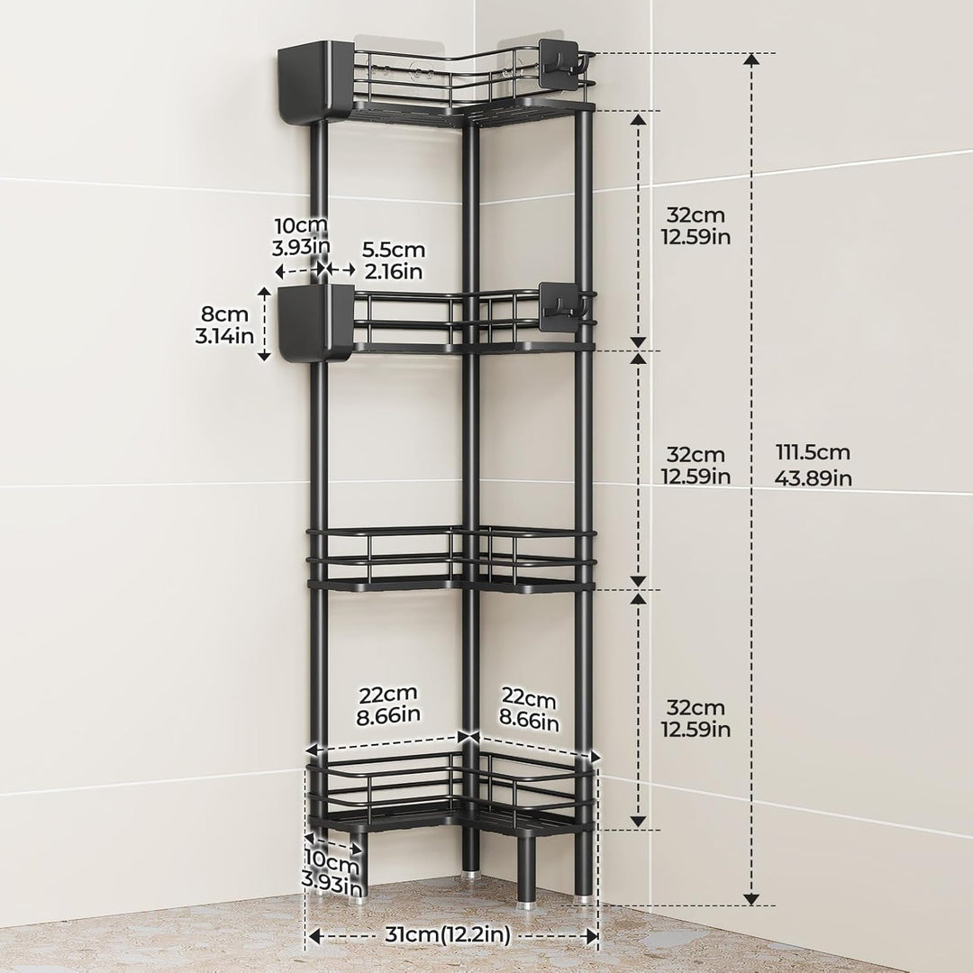 Orimade 4 Stück Duschablage Stehend Rostfrei,Ecke Duschregal Freistehende, Duschkörbe Stand für Bade