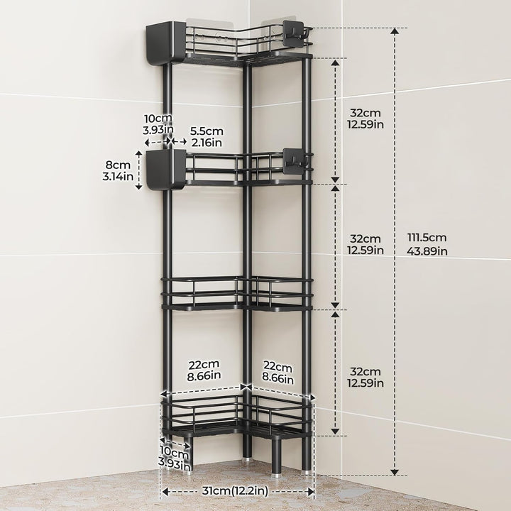 Orimade 4 Stück Duschablage Stehend Rostfrei,Ecke Duschregal Freistehende, Duschkörbe Stand für Bade