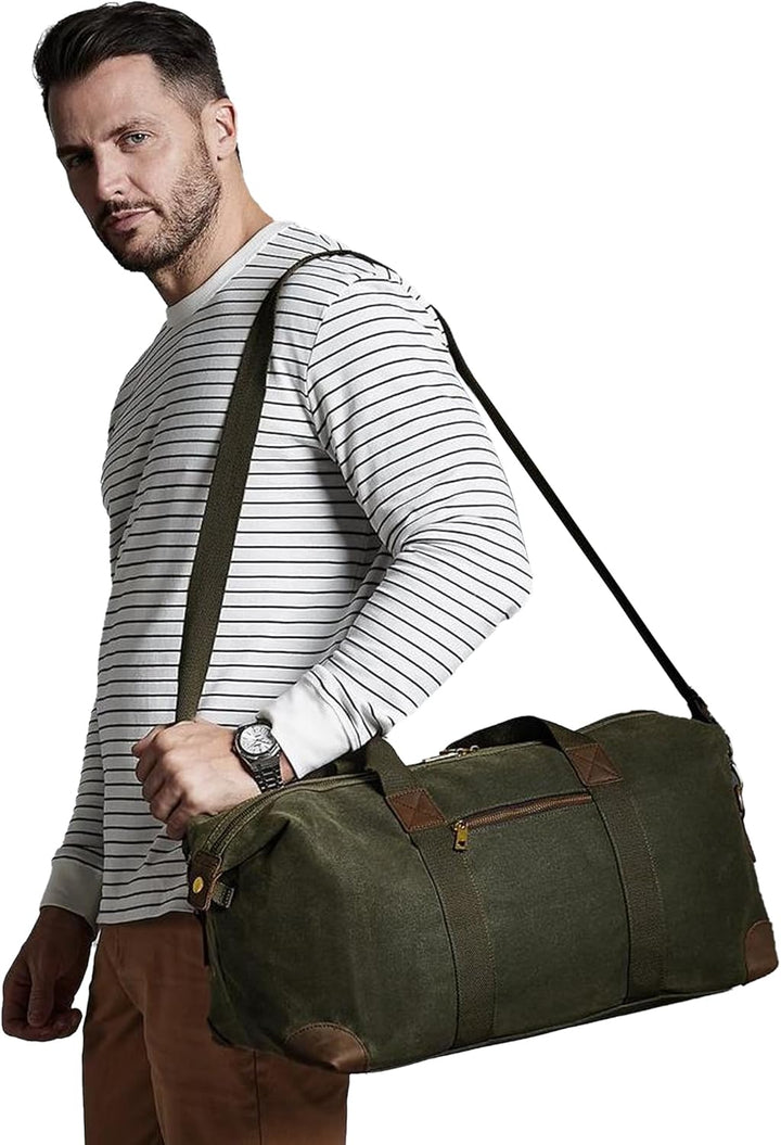 Quadra Vintage Canvas Holdall, Grösse:58 x 30 x 30 cm, Farbe:Vintage Light Grey 58 x 30 x 30 cm Vint