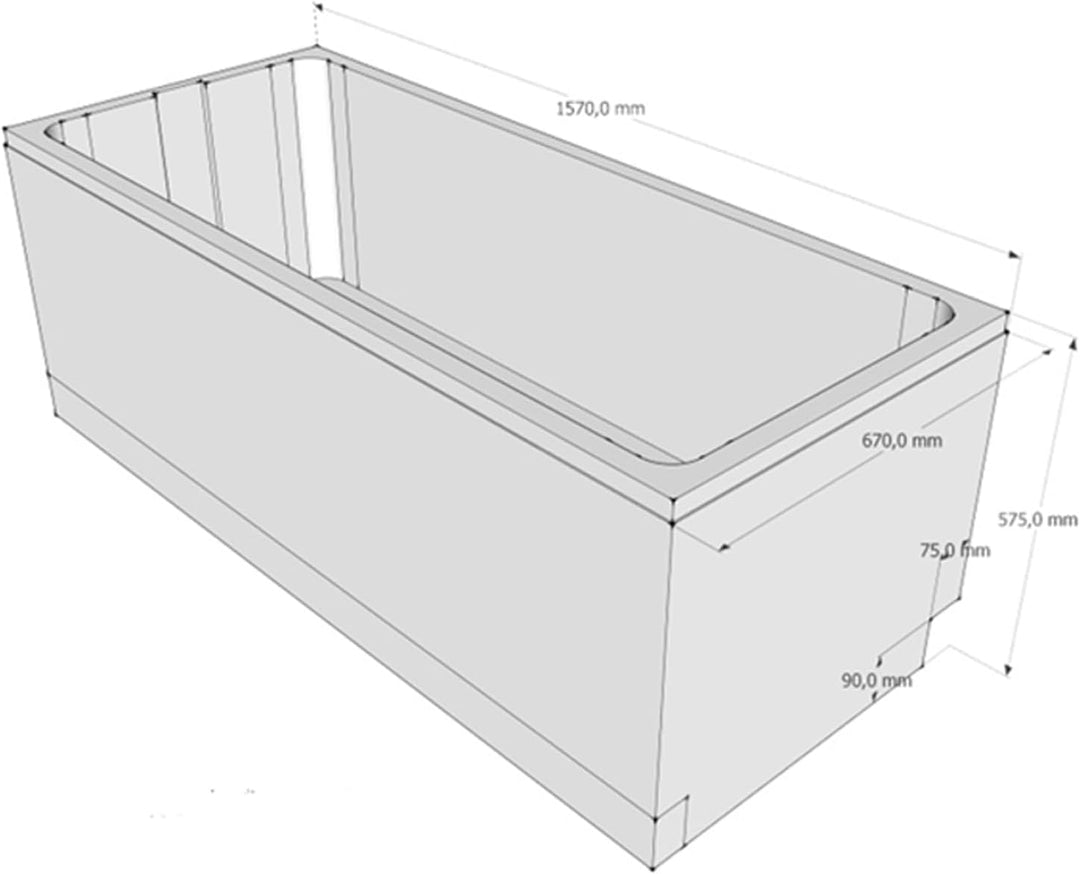 sanicomfort Badewannenset 160x70 cm aus Stahl-Email | 2,4 mm | Rechteckige Badewanne weiss | inkl. S