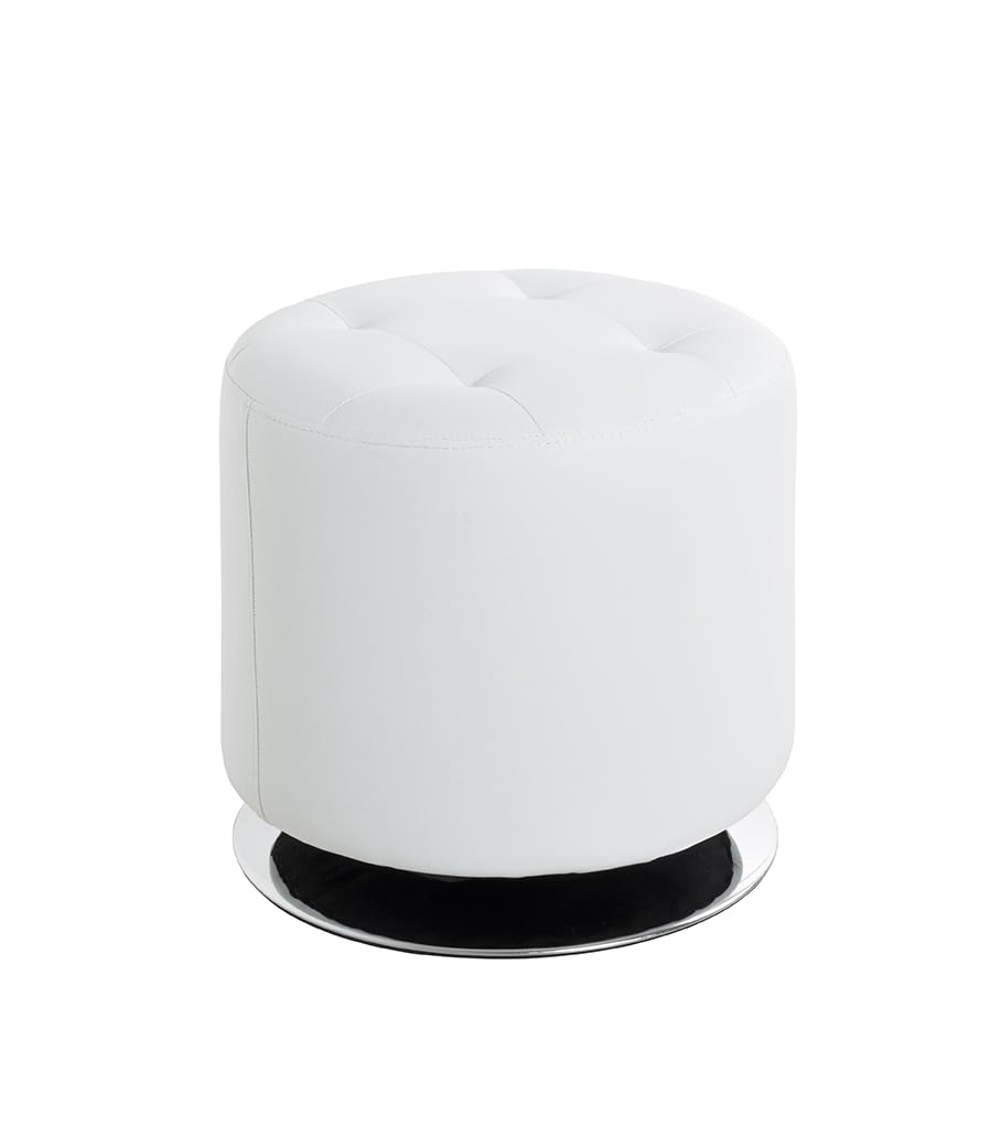 HAKU Möbel Hocker, Kunstleder, chrom-weiss, Ø 40 x H 40 cm Chrom-weiss H: 40 x Ø 40, Chrom-weiss H: