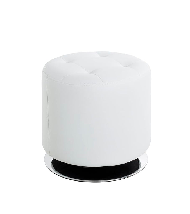 HAKU Möbel Hocker, Kunstleder, chrom-weiss, Ø 40 x H 40 cm Chrom-weiss H: 40 x Ø 40, Chrom-weiss H: