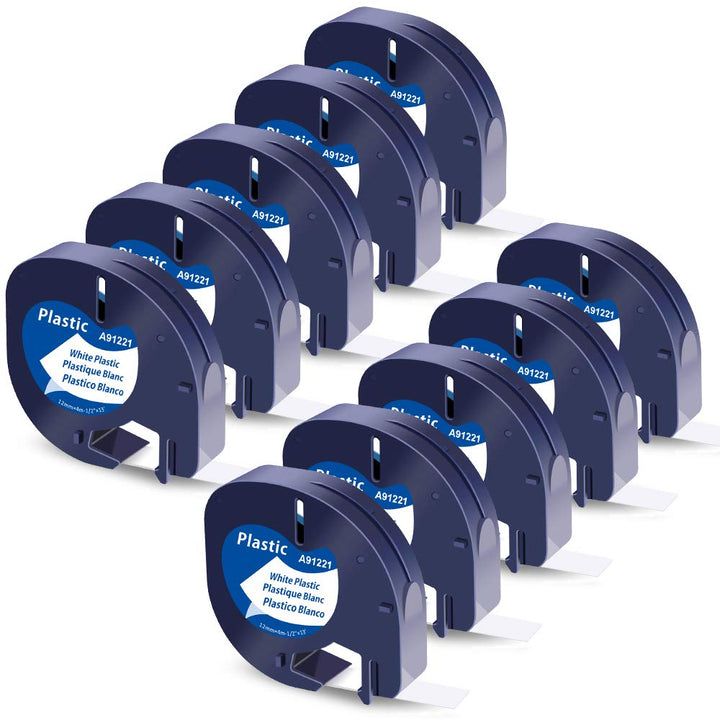 Wonfoucs kompatible Plastic White 12mm x 4m Schriftband als Ersatz für Dymo Letratag Etikettenband 1