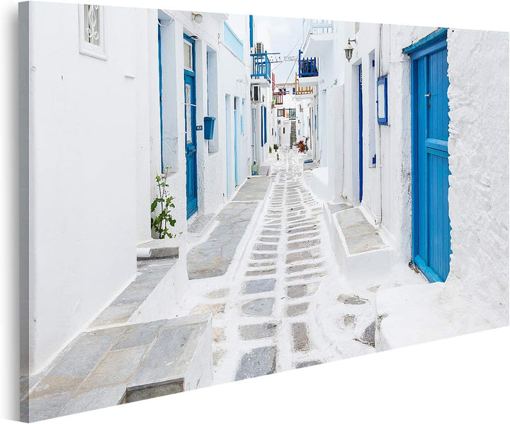 islandburner Bild auf Leinwand Mykonos Strassenansicht Griechenland Bilder Wandbilder Poster Leinwan