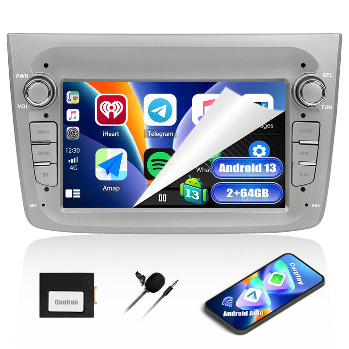 CAMECHO 2+64G 7 Zoll Navi Autoradio für Alfa Romeo MITO 2008-2016, Android 13 HD Touchscreen Bluetoo
