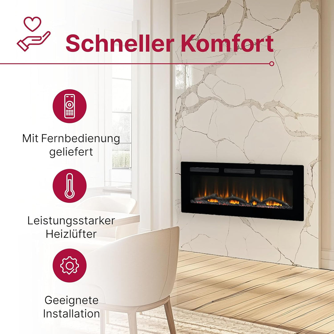 DIMPLEX - Sierra 48" - Elektrokamin - Schwarz, M - Patentierter Optiflame Flammeneffekt - Knisternde