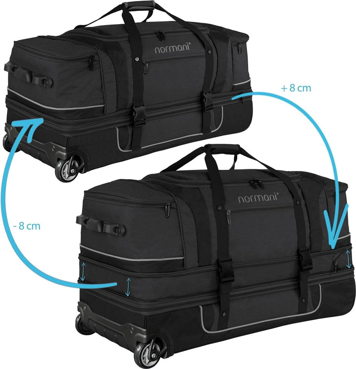 Reisetasche 2-Rad Trolley Weichgepäck Reisetasche mit Rollen und 6 Fächern - erweiterbarer Reisetrol