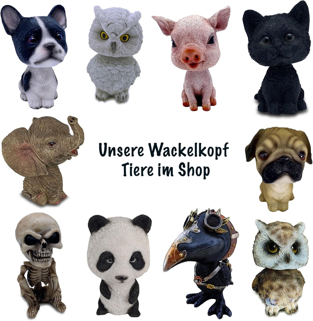 Objectz Wackelkopf Figur Kleiner schwarzer Rabe mit Pestmaske - Vogel mit beweglichem Kopf - Gothic