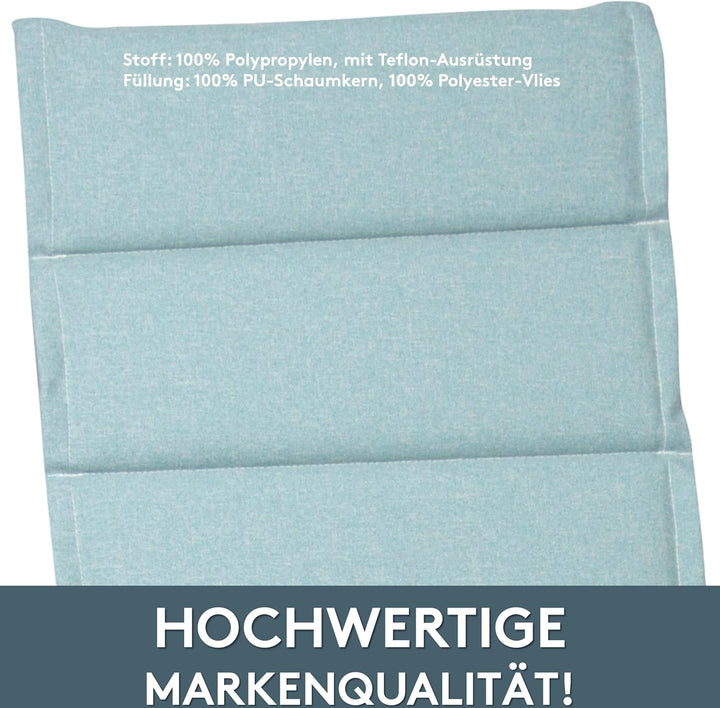 LILENO HOME Gartenstuhl Auflagen als [2er Set - Hochlehner] in Petrol - Bequeme Liegen als Sitzaufla