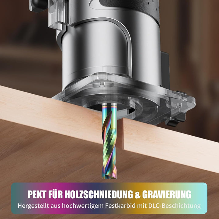 8mm Schaft Kompression CNC Fräser Schaftfräser , 2-Flöte Spiralnutfräser mit DLC Beschichtung 25mm S