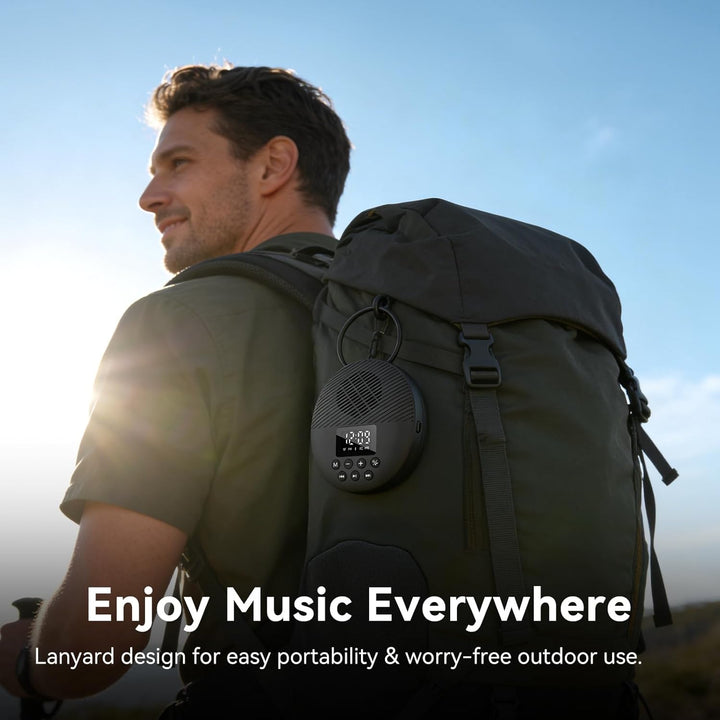 AGPTEK Bluetooth Lautsprecher Tragbare Mini Musikbox Bluetooth 5.4 mit LED Anzeige, FM-Radio & Wecke
