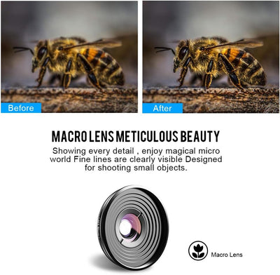 APEXEL【Updated Version HD Phone Lens Kit-170°Super (Fisheye) Wide Angle,10X Macro Lens,110° Wide Ang