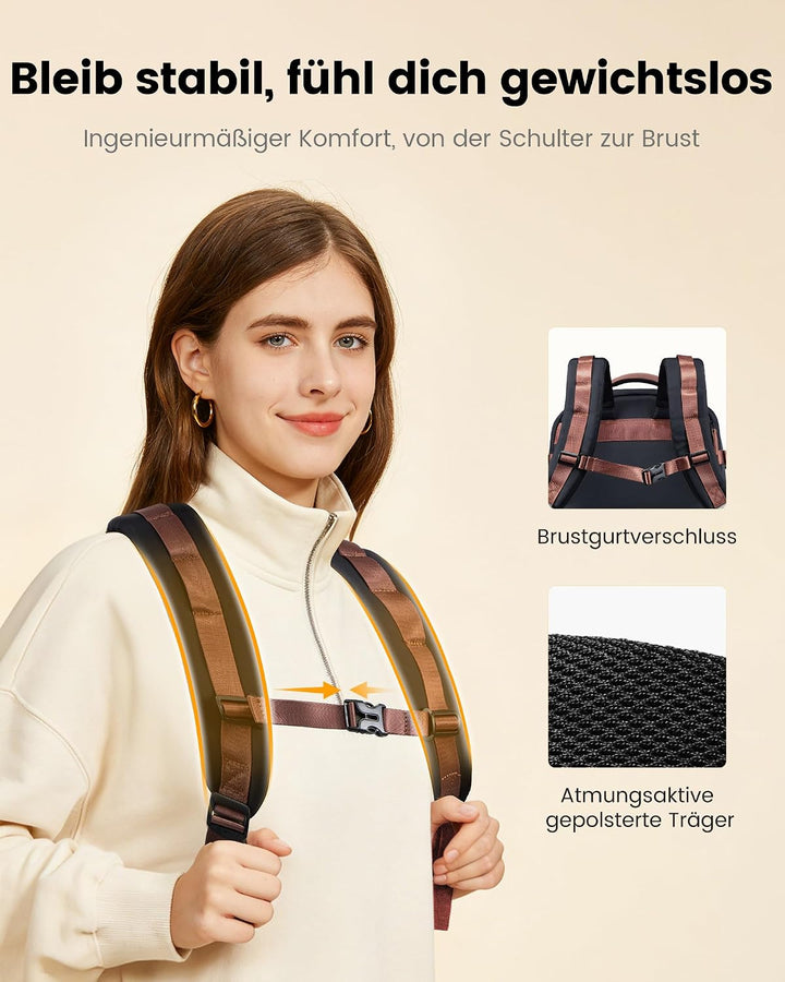 LOVEVOOK Rucksack Handgepäck Flugzeug 40L Gross Reiserucksack Damen 45x36x20 | Travel Backpack für 1