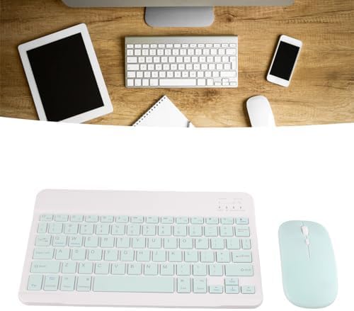 Kabellose Tastatur und Maus, 10 Zoll Bluetooth Tastatur Set, USB Aufladung, Ultradünne, Leise, Kabel