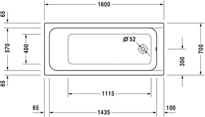 Duravit D-Code Rechteckige Badewanne, D-Code, 1600 mm, 100 l, Weiss