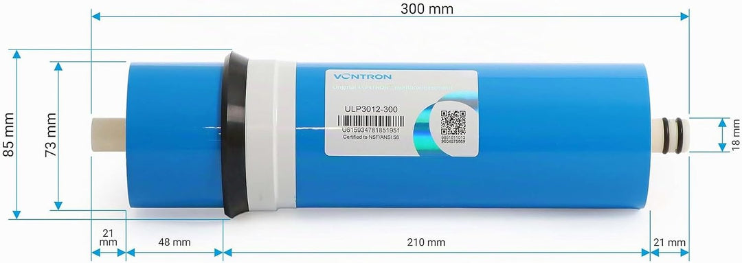 10 Zoll 254 mm Umkehrosmose RO Membrane 1200 L/Tag 300GPD Osmose Anlage