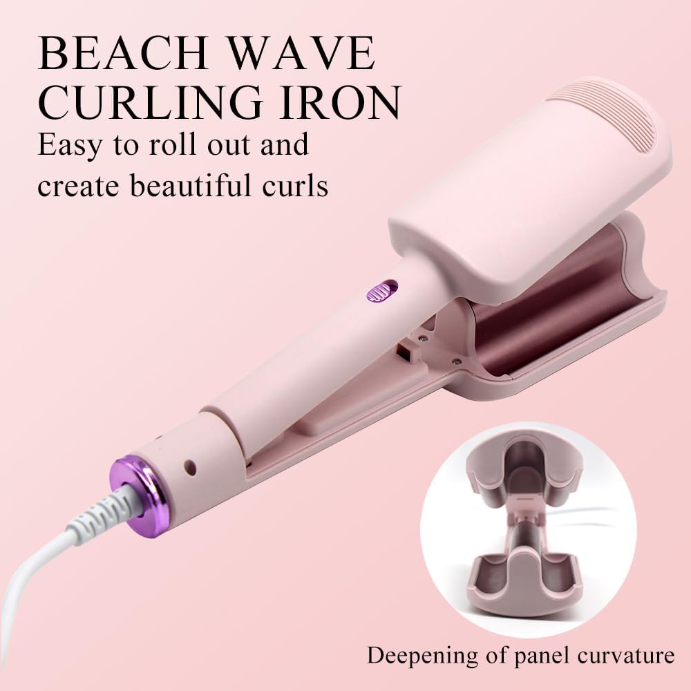 Welleneisen Lockenstab, Welleneisen für Haare Beach Waves, 32mm Lockenstab Grosse Locken mit 4 Einst