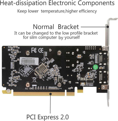 QTHREE Radeon HD 6570 1GB DDR3 2X HDMI Grafikkarte, Low Profile, PCI-Express 2.0 x16, Computer GPU,