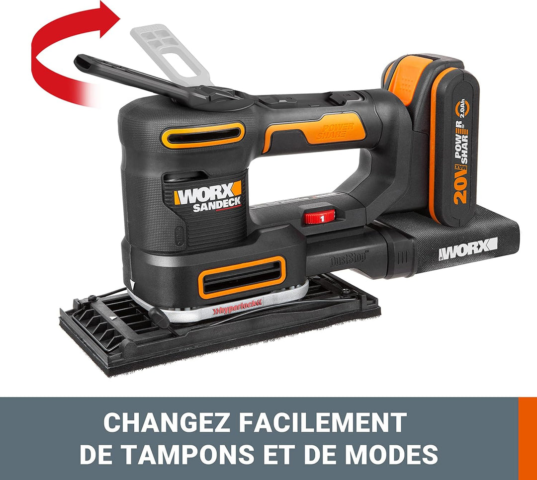 WORX WX820.9 Multifunktionsschleifer – Schleifen ohne Staub – Elektrische 20V Schleifmaschine – Powe