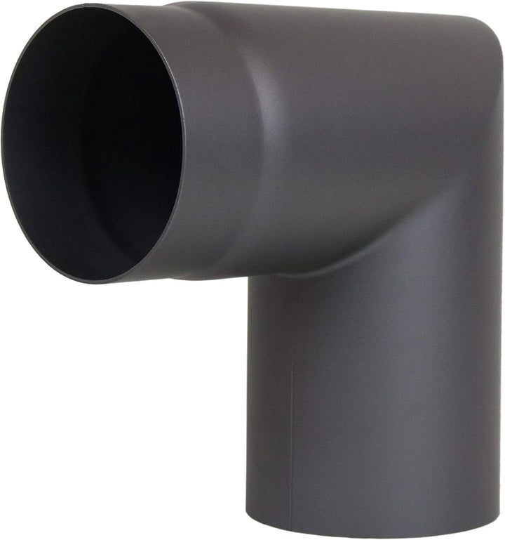 LANZZAS Ofenrohr Bogen 1x 90° Grad (Spitzbogen) mit Tür, im Durchmesser, DN Ø 150 mm, Farbe: gussgra