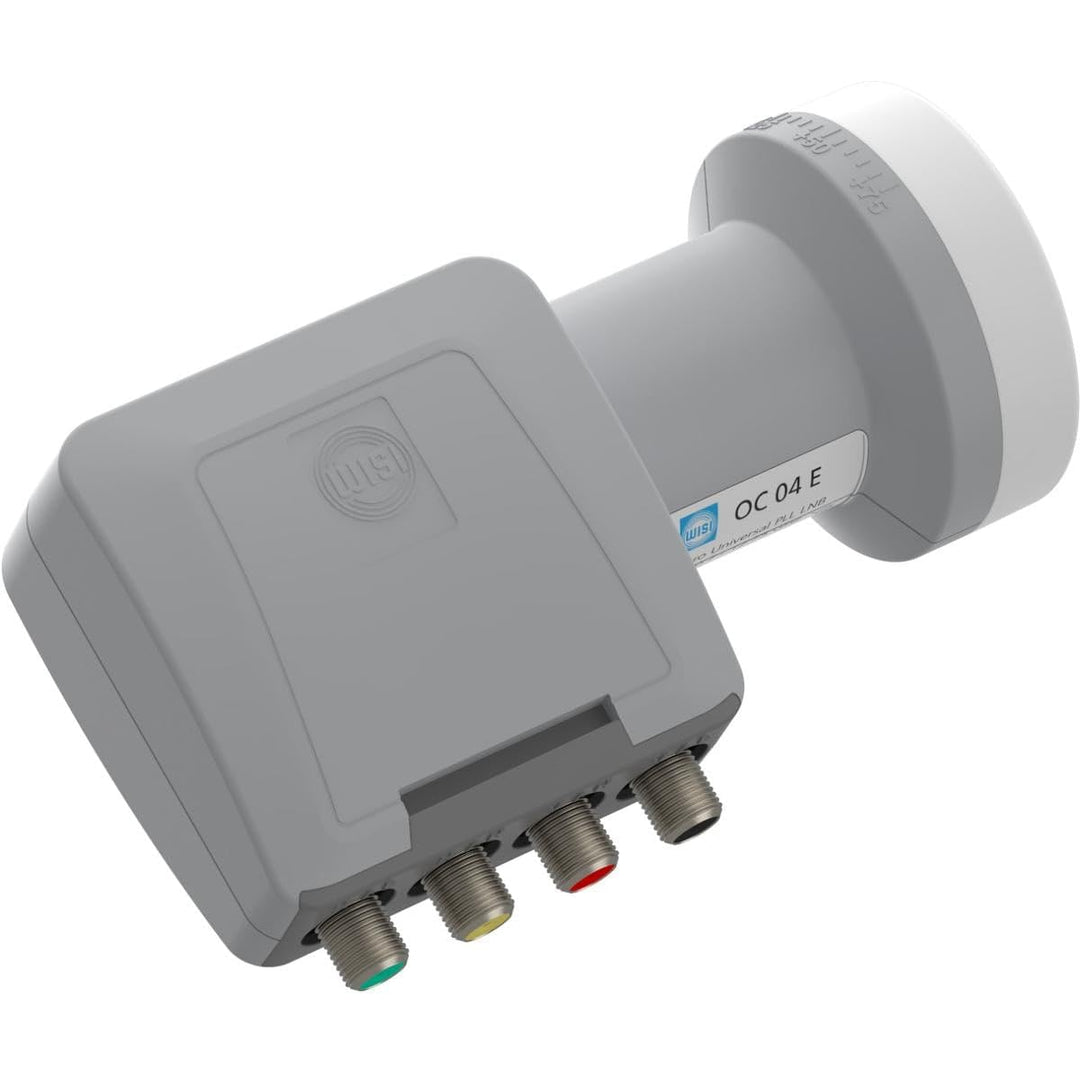 WISI Universal Quattro-LNB OC 04 E in Lichtgrau mit 40mm Feeddurchmesser für Multischalter