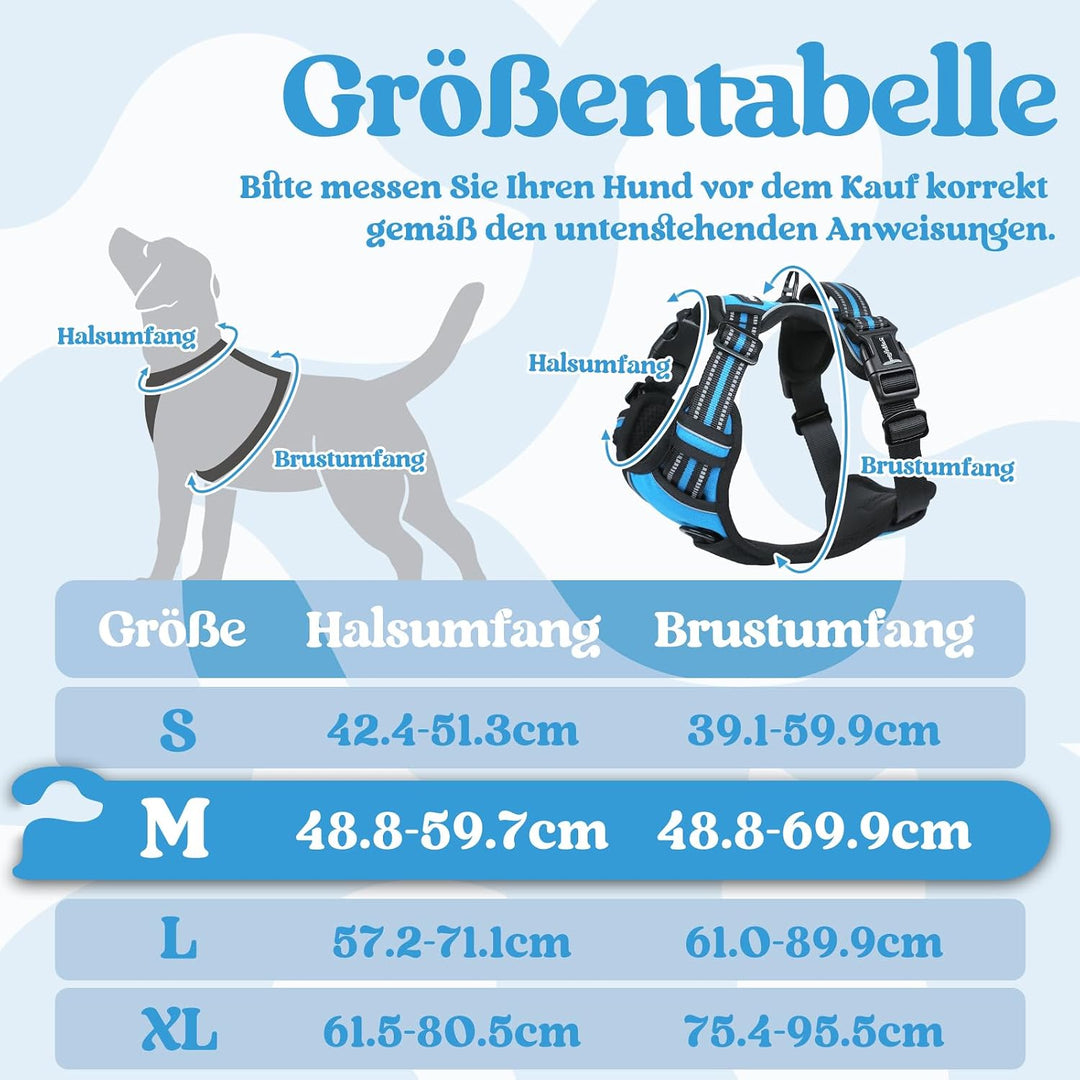 rabbitgoo Hundegeschirr Mittelgrosse Hunde, Verstellbare Geschirr Hund ohne Zug & Würgen, Anti Zug H