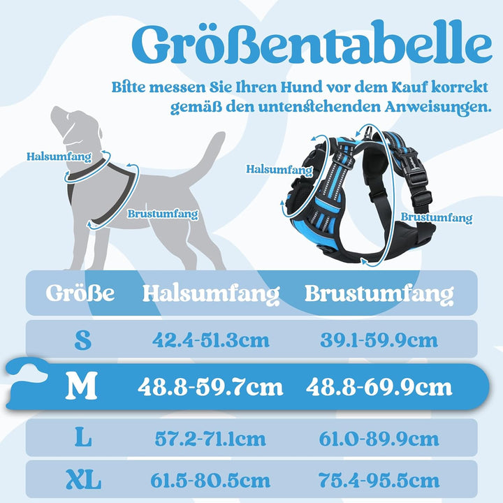 rabbitgoo Hundegeschirr Mittelgrosse Hunde, Verstellbare Geschirr Hund ohne Zug & Würgen, Anti Zug H