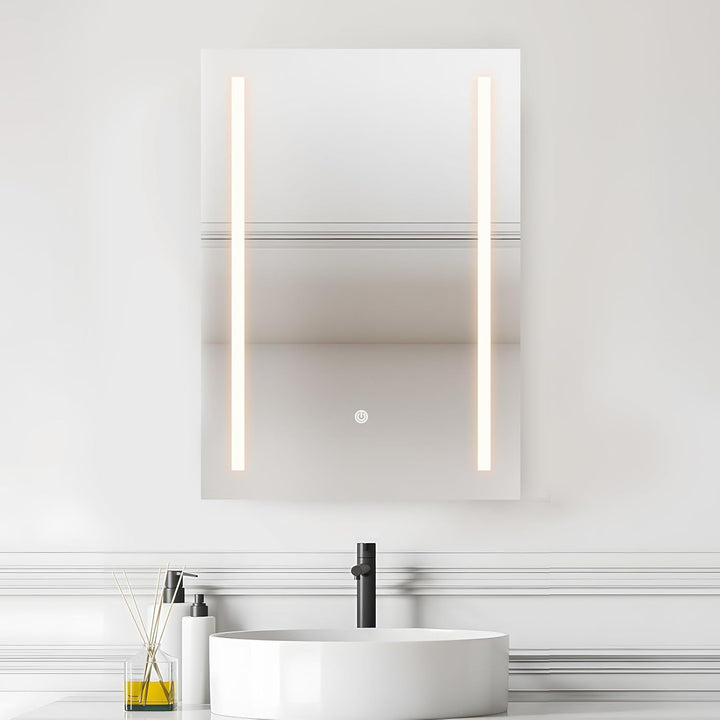Badezimmerspiegel, 50x70cm LED Badspiegel mit Beleuchtung, Wandspiegel mit Touch-Schalter Kaltweiss