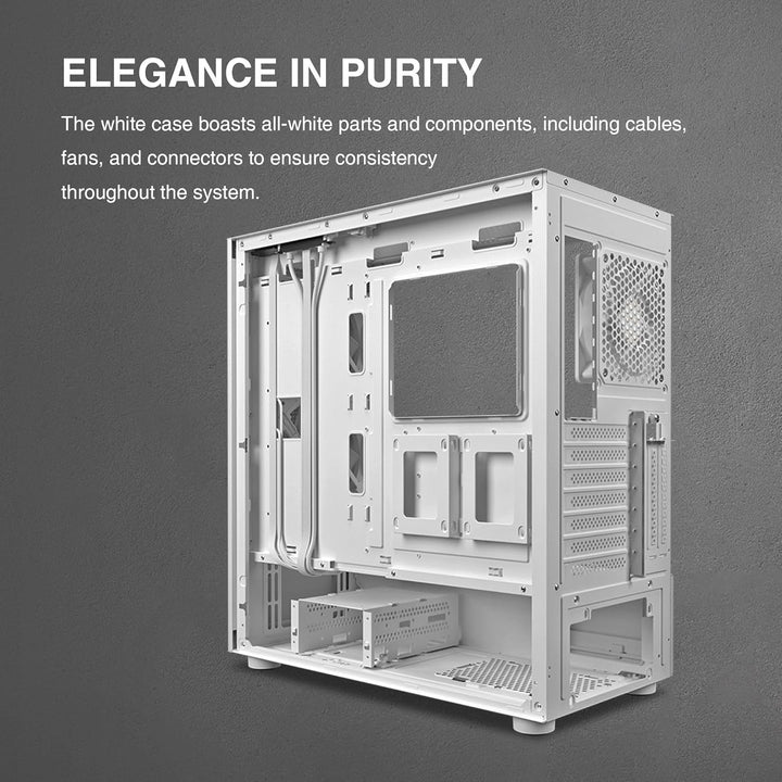 GAMDIAS TALOS PC-Gehäuse, EATX Gaming Mid Tower, vorinstallierter 3 PWM ARGB Lüfter, gehärtetes Glas