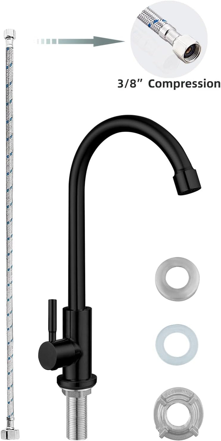 Nur Kaltwasser-Wasserhahn, SUS304 Edelstahl, Wasserhahn für Küchenspüle, schwarzer Wasserhahn, hoher